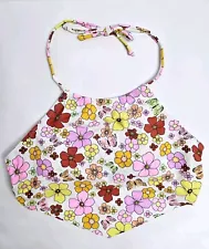 California Waves Juniors Handkerchief Floral Print Multicolor Halter Swim Top L