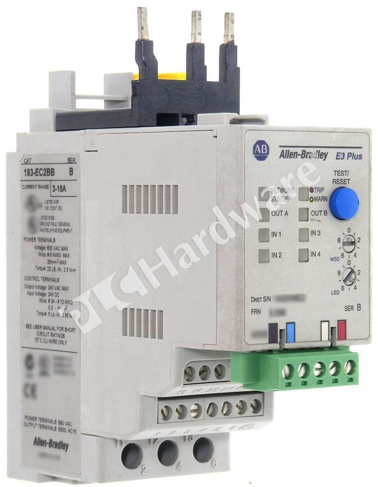 Allen Bradley 193-EC2BB Ser B E3 Plus Electronic Motor Protection Relay 3-15A