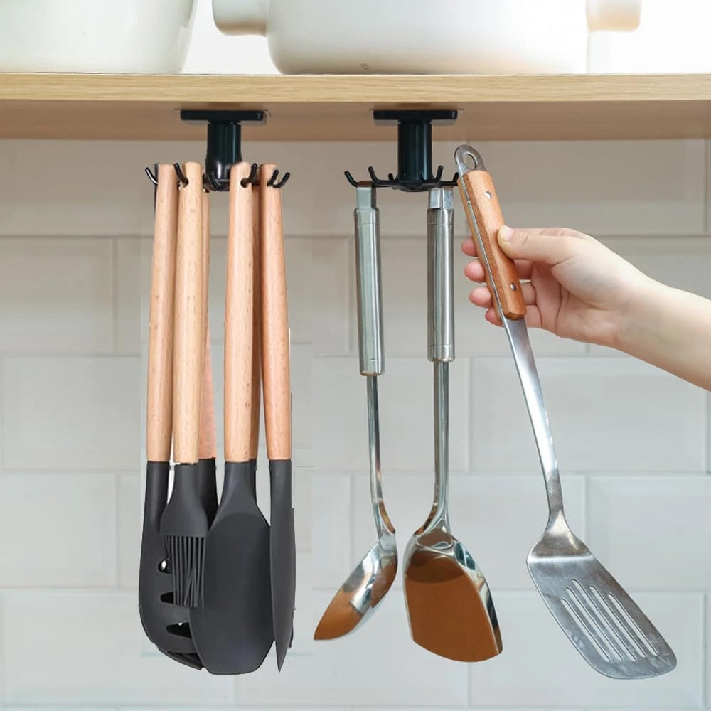 Portautensili Da Cucina In Legno Massello Bianco - Organizer 3 Scomparti Con Manico E Fori Di Drenaggio