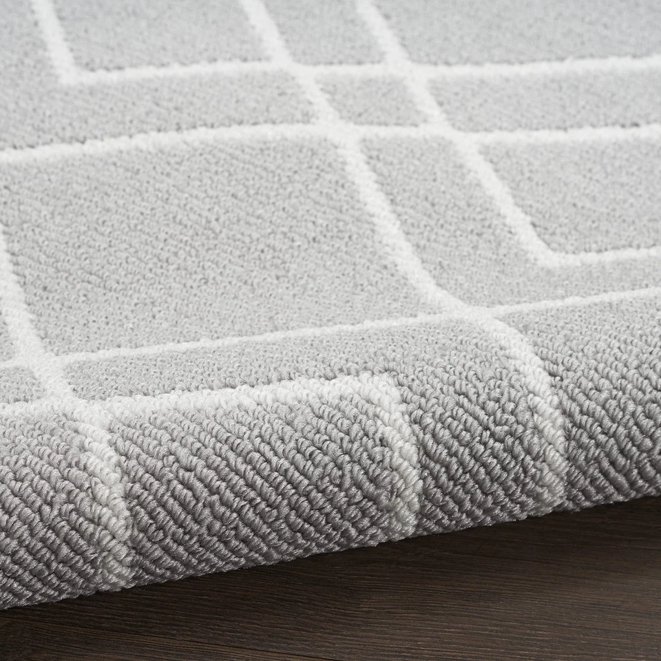 Alfombra plateada geométrica moderna para el hogar 5x7 fácil limpieza sin desprendimiento sala de estar Foto 3 de 4