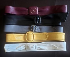 5 Leather Retro 1980 Adjustable Womens Belt Anne Klein Calderon Black White Gray