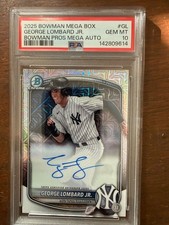 2025 Bowman Mega Box Bowman Prospect Mega Autographs George Lombard Jr. PSA 10