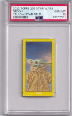 2022 Topps T206 STAR WARS Grogu Yellow Starfield  GEM MINT 10 PSA Card Wave 3