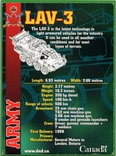 LAV-3 Light Armored Vehicle Canada Army 1999 Trading Card LP