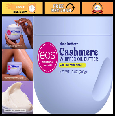 Whipped Oil Body Butter, Vanilla Cashmere - 72 Hour Moisture for Dry Skin, 10 oz