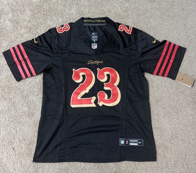 #ad Christian McCaffrey #23 Black San Francisco 49ers LARGE Men’s Jersey Stitched $60.99