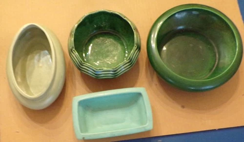 Vintage MIXED LOT OF 4 PLANTERS- McCoy, WEST COAST, Pottery Green USA Retro