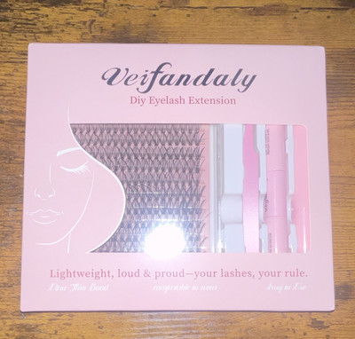 VEIFANDALY Black Cluster Eyelashes Kit Natural Long Lightweight Liquid 0.17oz