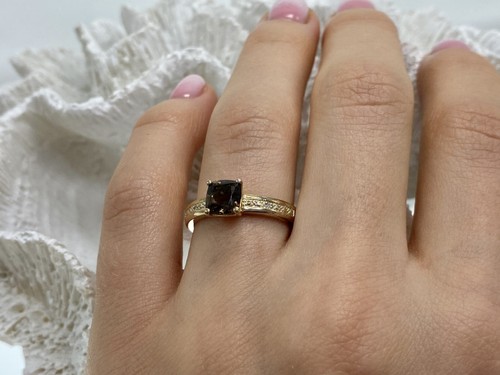 925 STERLING SILVER HESSONITE & DIAMONDS RING SIZE 7 - Picture 7 of 10