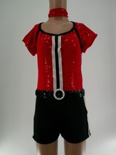 Dance Costume Gallery 15388 Medium Child Red Unitard Jazz Sequin Hip Hop Sports