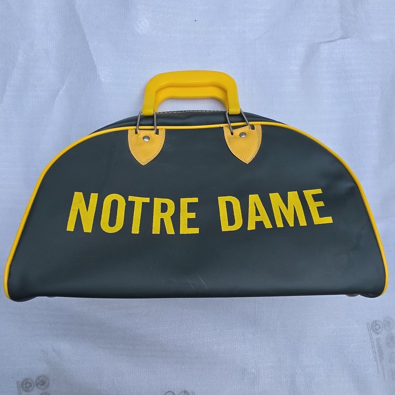 Notre Dame Green Bowling Duffel. Unusual Design,  Clean Displayable Cond. 