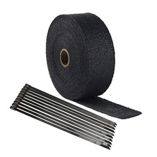Black 50"x 2" Exhaust Heat Wrap Roll Car Titanium Exhaust Heat Ties Wrap Roll...