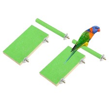 Bird Perch Stand, Wooden Parrot Perch Toy, Paw 7.48 x 3.94 Green, 2 Pcs 
