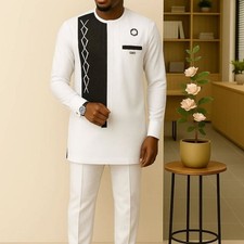 senator shirt and pants africans men clothing kaftan men shirt and down,white