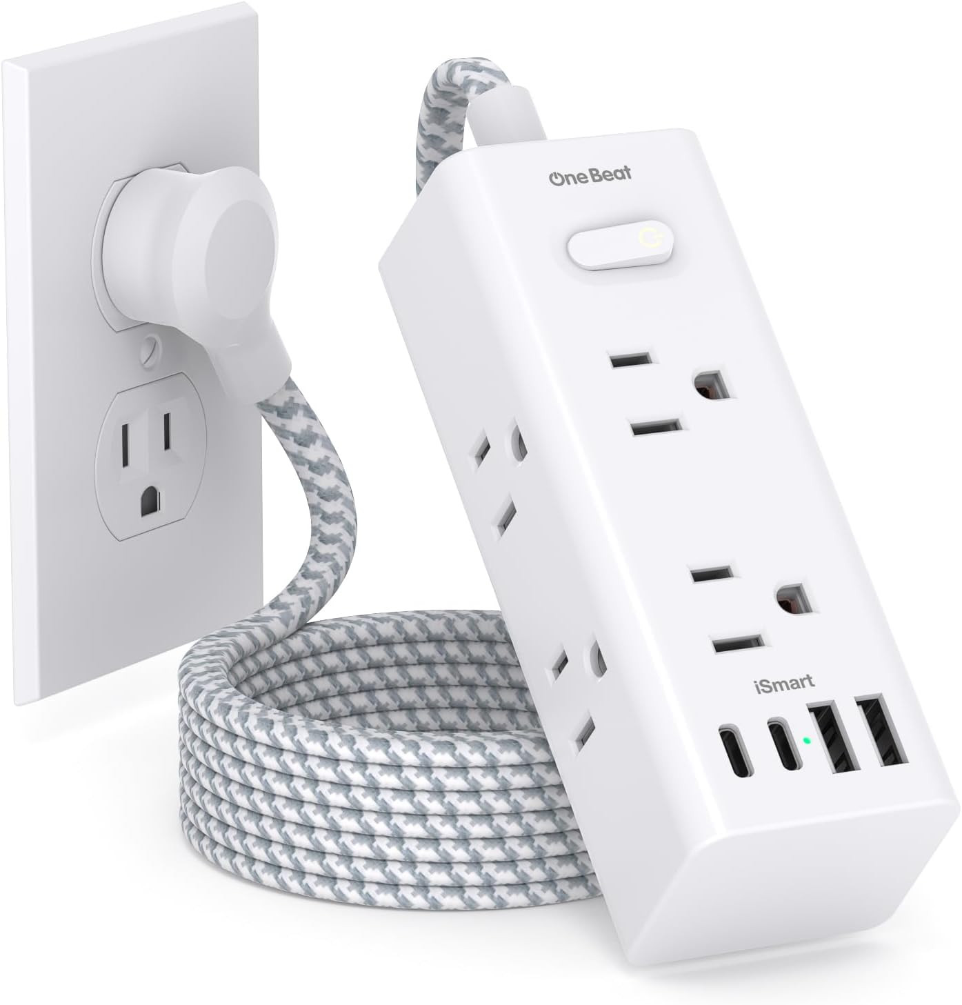 Power Strip Surge Protector -  6 Widely Outlets with 4 USB Ports (2 USB C), 5 Ft