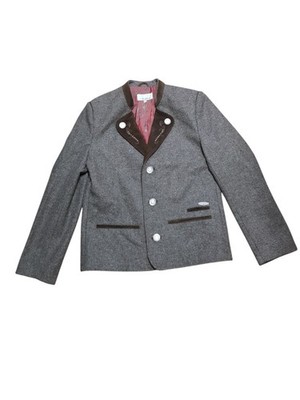 Spieth & Wensky Jacket 46 Brown Gray Leather Wool Bavarian Blaizer Iron Buttons