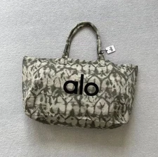 ALO Yoga Large Gray Tie Dye Tote Bag Gym Beach Travel Carryall Canvas Shoulder