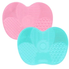 Silicone Makeup Brush Cleaning Mat 2 Pcs Cosmetic Brush Wash Pad Portable