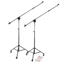 Recording Studio Microphone Stands on Casters - Tall Telescoping Boom Arm Mount