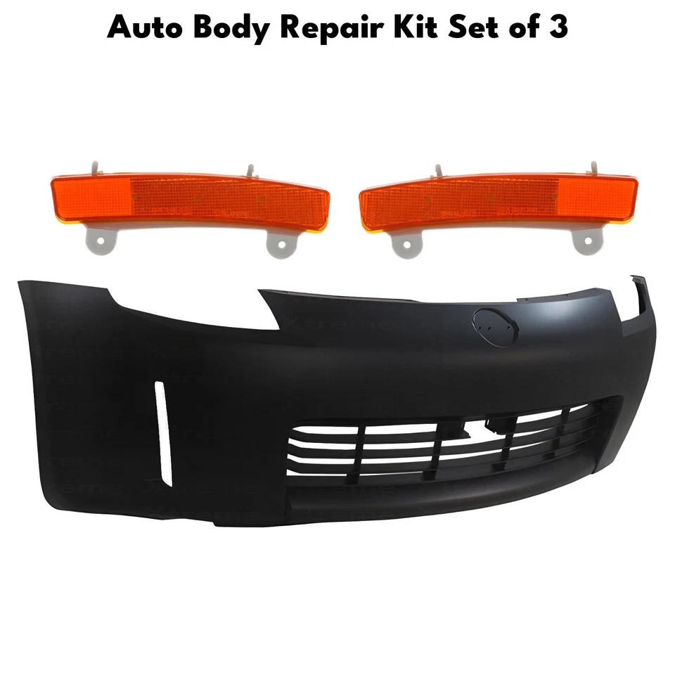 Front Bumper Cover Paintable & Side Marker Reflectors  For 2003-2005 Nissan 350Z Foto 2 de 4