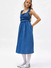 Urban Outfitters Kimchi Blue Kenzie Empire Denim Midi Dress Small Western Boho