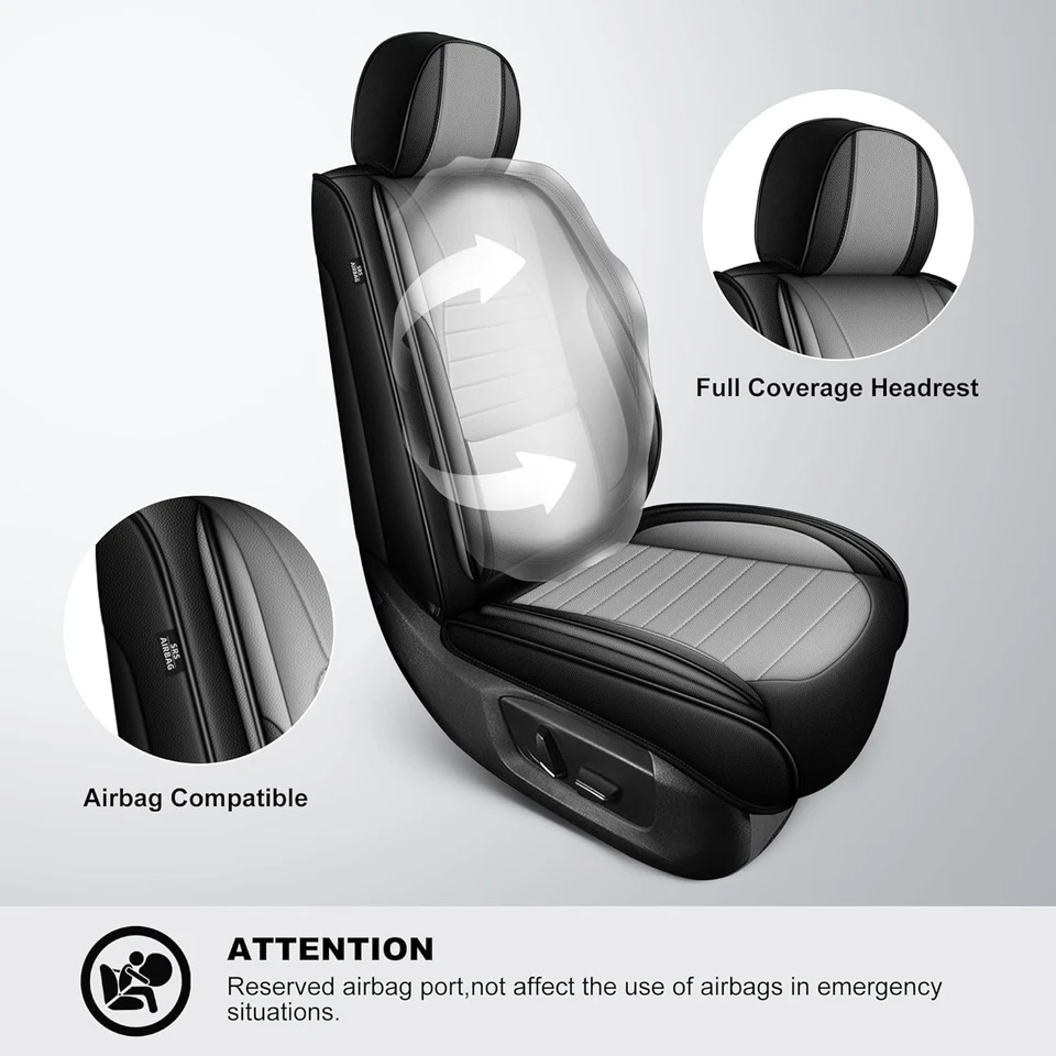 Car Seat Covers For Jeep Patriot 2007-2017 Faux Leather(5 Seats,Black&Grey) Foto 4 de 4