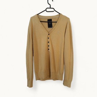 G-STAR Men's Cotton Jumper Tan, V Neck, Size M