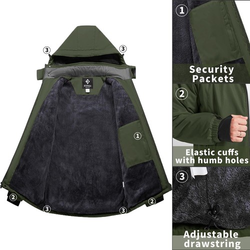 Men's Winter Skiing Jacket Waterproof Warm Snow Fleece Lining Coat Mountain W... - Picture 4 of 7