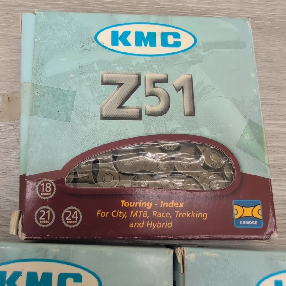 Lote De 3 Cadena Bicicleta KMC Z51 116 Eslabones 18/21/24 Velocidades 1/2" x 3/32" Nuevo Foto 2 de 4