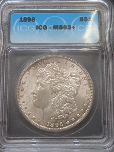 NO RESERVE 1896 Philadelphia Minted Morgan Silver Dollar ICG Graded MS63+ Plus