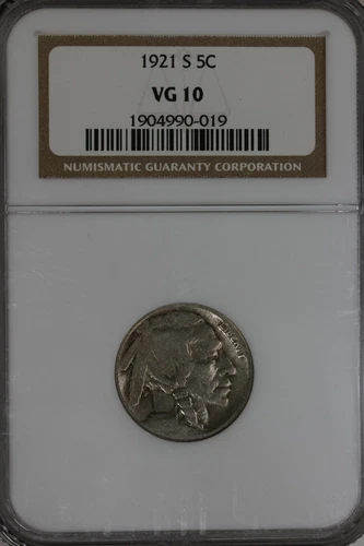 1921-S .05 NGC VG10  Buffalo Nickel,Indian nickel