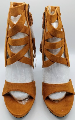 Koi Footwear Ladies Cross Strap Heels In Tan Size 6 - Picture 2 of 8