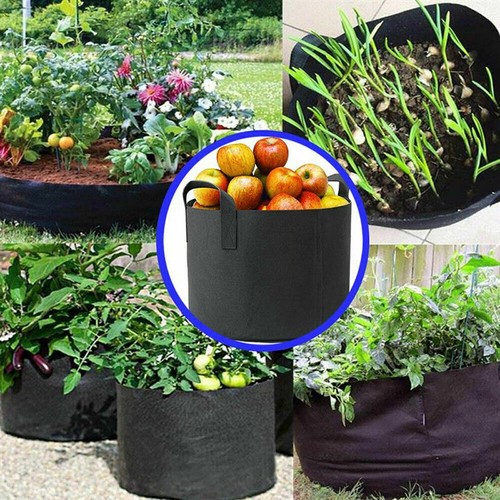 Black Fabric Plant Pot Breathable Grow Bags 3 5 7 10 Gallon Planter Basket AU - Picture 8 of 16