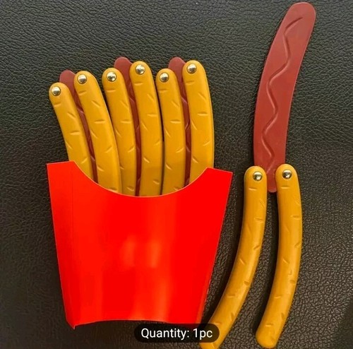 Hot Dog Butterfly Knife Children Toy High Quality Bun Included ;) - Picture 5 of 6