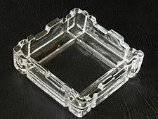 Vintage Art Deco Clear Crystal Glass Square Ashtray