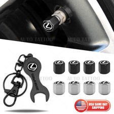 4pcs Hex Fit Lexus Sport Car Tire Wheel Air Stem Dust Valve Cap Cover Keychain
