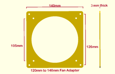 140mm to 200mm Flat Fan Adapter Converter Change Mounting PC Modding
