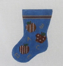 Handpainted Needlepoint Canvas Ornament Sock Teacher ABC Gail Vail 4.25x5.75 18M