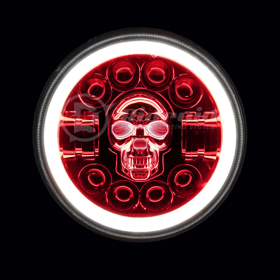 H4 LED Headlight Assembly 7-Inch Skull LED Headlight With Angel Eyes For  Motorcycles – Fits Harley, Honda, Yamaha LED Motorcycle Headlight, image size:1100x1100