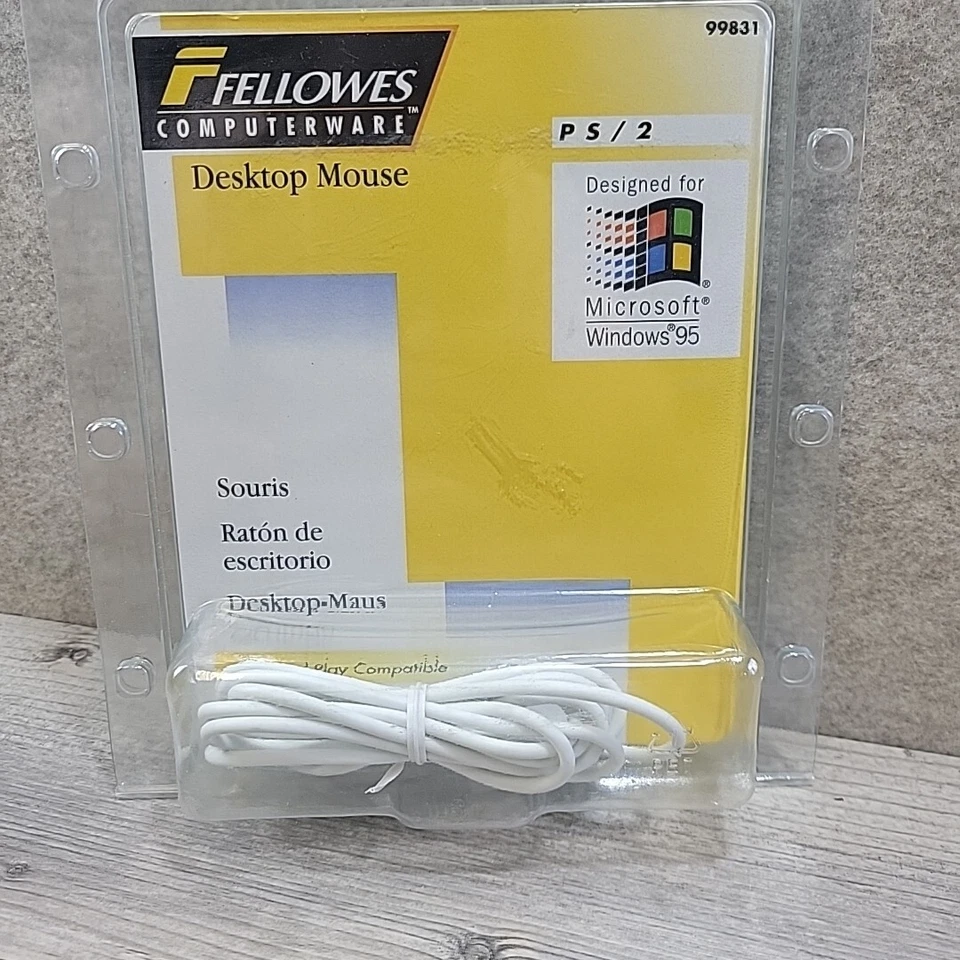 VTG 1995 Fellowes Desktop Computer Mouse Kit Serial PS/2 NOS 99831 Windows 95 - Image 2 of 4