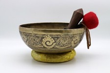 11" Special Pisces carving  Singing Bowl From Nepal-Spiritual Tibetan Bowls