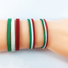 Bracciale ITALIA corda o perle elastico TRICOLORE calcio braccialetto Uomo Donna
