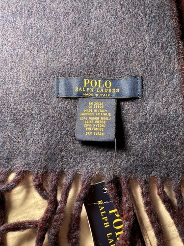 POLO RALPH LAUREN SCIARPA UOMO LANA REVERSIBILE MADE IN ITALY NUOVA CON ETICHETTE GRANDE PONY - Foto 7 di 8