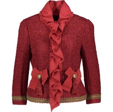 £2,090 Dolce&gabbana Frill Textured Regal Blazer Jacket - Made In Italy
