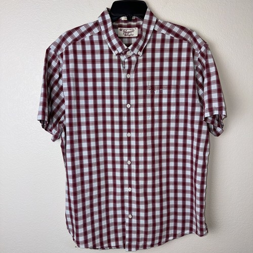 Original Penguin Dobby Short Sleeve Red Button Dress Shirt Mens XL Classic