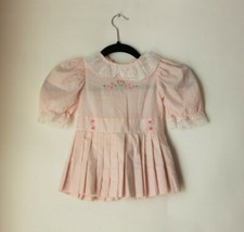 Vtg 2T White  Pink Striped Floral Ruffle Lace Dress Made In Philippines 39203