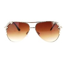 Womens Metal Flower Foliage Trim Tear Drop Designer Fashion Sunglasses