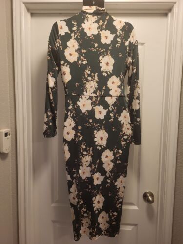 Rachel Rachel Roy Womens Green Floral Jersey Midi Wrap Dress Size XL - Picture 3 of 4