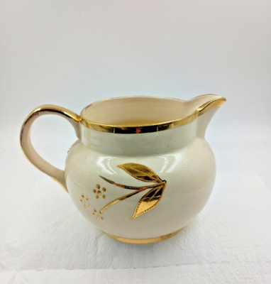 VINTAGE ARTHUR WOOD STAFFORDSHIRE GOLD FLORAL PITCHER ENGLAND 20