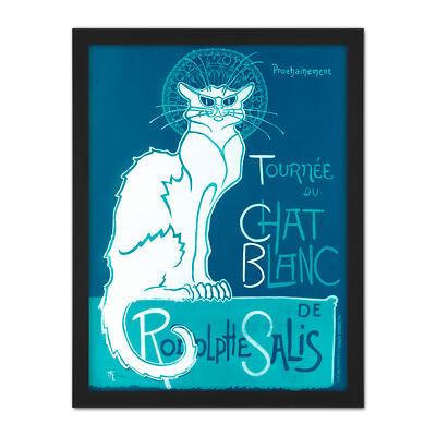 Le Chat Blanc De Rodolphe Salis White Black Cat Framed Wall Art Print 18X24 In